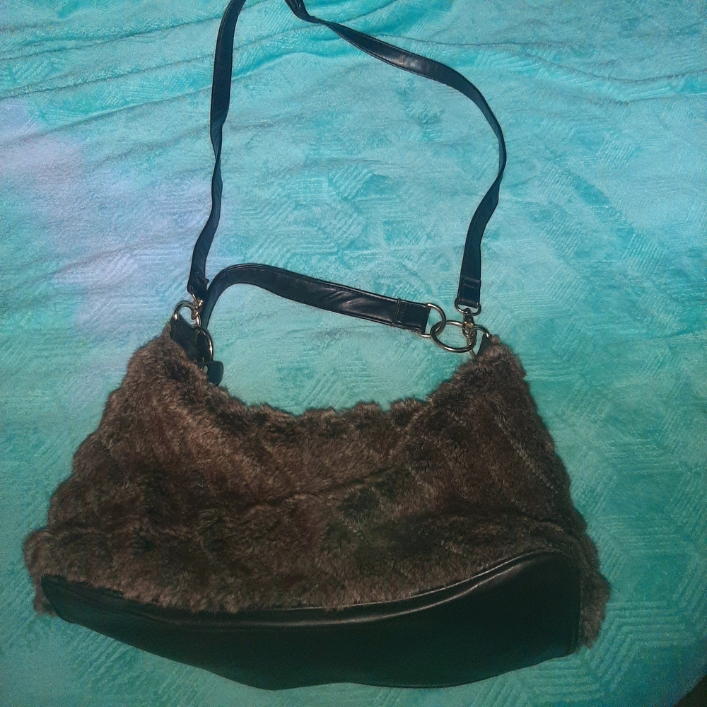 Brown Faux Fur Shoulder Bag